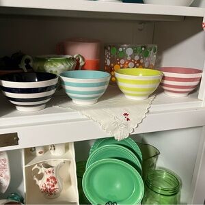 Set of 4 Colorful Striped Ceramic mini condiments Bowls Set